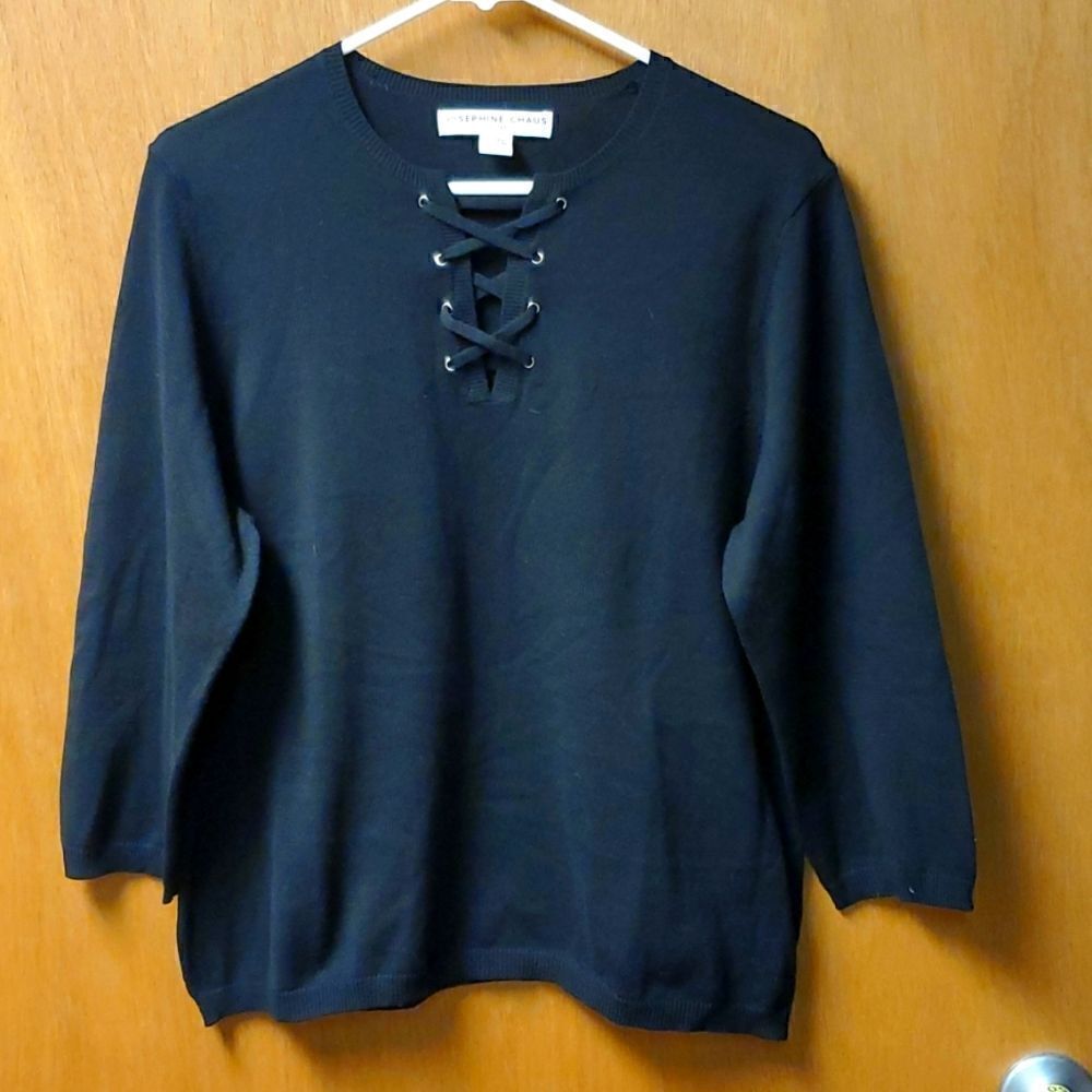Josephine Chaus Womans Black Sweater, Size Large